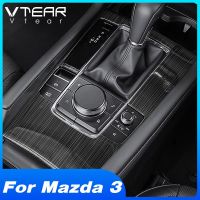 Vtear For Mazda 3 2019-2022 Essories Interior Center Console Water Cup Panel Gear Frame Trim Cover Car Decoration/ Chrome