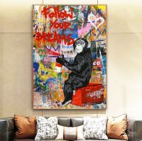 [COD] Best Selling Street Graffiti Orangutan Canvas Painting Hanging Decoration Frameless