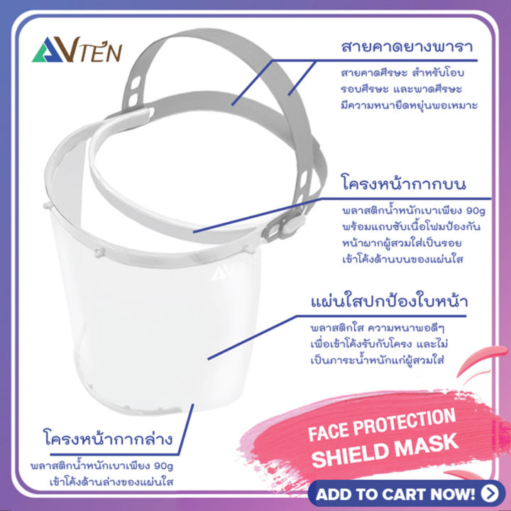 face-shield-light-transparent-full-face-visor-หน้ากากใส-ป้องกันฝุ่นละอองสารคัดหลั่ง-ปกป้องเต็มทั้งใบหน้า