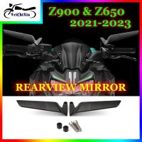 ┋♈ Motorcycle Side Mirrors For Kawasaki Z900 Z650 Accessories 2021 2022 2023 Black Adjustable Rotation Aluminum Rearview Mirror