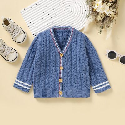 Baby Sweater Knitted Newborn Boy Chlidren Blue Cardigan Long Sleeve Autumn Fashion Solid Infant Girl Clothing Warm Tops Outwear