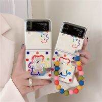 [ข้อเสนอพิเศษ] Romwe  เคสโทรศัพท์การ์ตูนเกาหลีสำหรับ Samsung Galaxy Z Flip 4 3 5G ที่ใส่สร้อยข้อมือน่ารักเคสพีซีแบบแข็งใสสำหรับ Samsung Z Flip 1 2