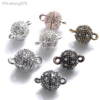 5pcs Rhinestones Paved Round Metal Magnet Hook Connector End Cap Strong Magnetic Buckle Bracelet For Diy Couple Pendant Necklace