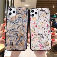 Fashion Flower Gold Foil Bling Phone Case For 11 Pro Max 7 8 6 6S Plus XR X XS MAX TPU Case Hard Back Glitter Cover