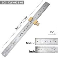 2023ไม้บรรทัดไม้300มม. ใหม่พร้อมบล็อคบอกตำแหน่งเมตริกนิ้วเหล็กกล้าไร้สนิมไม้บรรทัดมุมสำหรับช่างไม้
