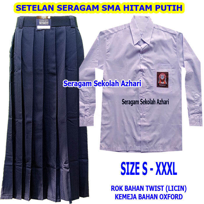 Setelan Seragam SMA Wanita Hitam Putih Rok Rempel-Stelan Seragam ...
