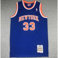 Qiu7 (Top On The Market) 1991-92 New NBA Mens New York Knicks #33 Patrick Ewing M&amp;N Retro Embroidery Basketball Jerseys Jersey Blue