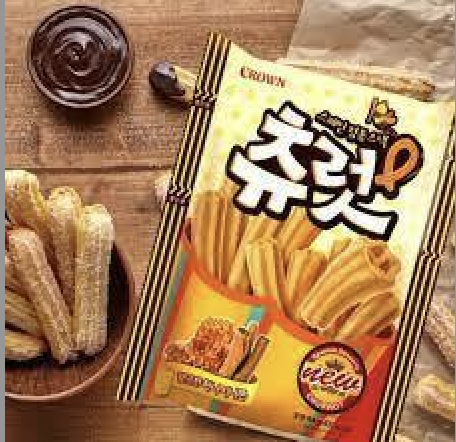 noona-mart-ขนมเกาหลี-ชูโรสอบกรอบ-รสออริจินอลและแอปเปิ้ล-ซินนาม่อน-crown-churros-original-amp-apple-cinnamon-flavor-84g