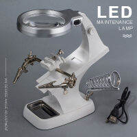 แท่นวางเครื่องเชื่อมเหล็กมือที่สามใหม่เครื่องมือสถานีแว่นขยาย LED บัดกรี