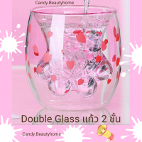 ?|พร้อมส่ง|?แก้วน้ำ 2 ชั้น ลายอุ้งๆแมวน่ารัก Cat Claw Cup