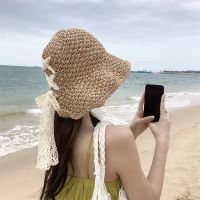 Sombrero de sol plano para mujer visera con arco temperamento sombrero de paja plano vacaciones en la playa playa ocio protector solar para exteriores 2023