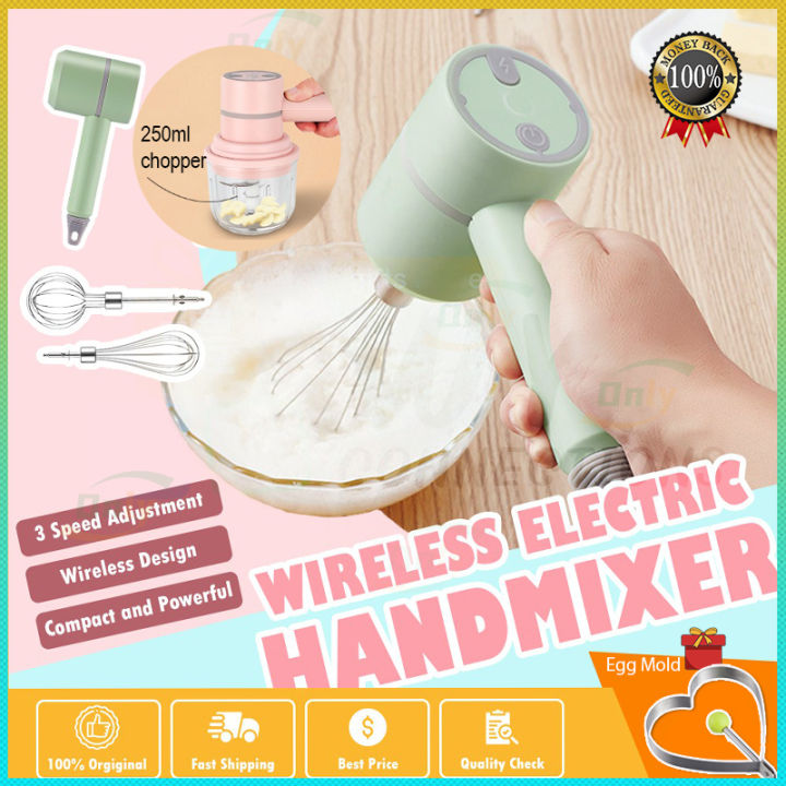 3in1 Wireless USB Garlic Chopper Egg Beater 3-Speed Control Waterproof