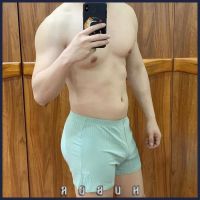 CODaith62sfe Hubor Mens Shorts Casual Soft Sport Quick Drying Striped Cotton Loose Pajamas Elastic Breathable Home Shorts