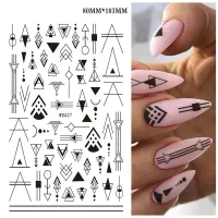 Geometric Lines 3D Nail Sticker Flowers Leaves Woman Face Pattern Special Silder Self Adhesive Nail Decals Manicures Decoration Adhesives Tape