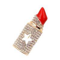 CINDY XIANG Rhinestone Lipstick Brooches for Women Sexy Fashion Jewelry Elegant Statement Pins Summer Design