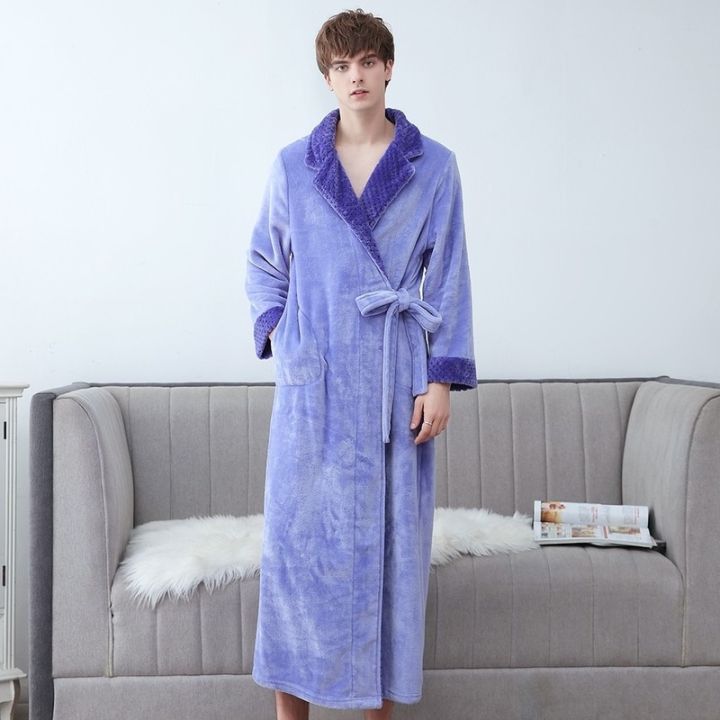 xiaoli-clothing-คู่เสื้อคลุมสักหลาด-nightgown-ฤดูใบไม้ร่วงฤดูหนาวข้นชุดนอนชุดนอนสบายๆนุ่มอบอุ่นเสื้อคลุมอาบน้ำชุด-homewear