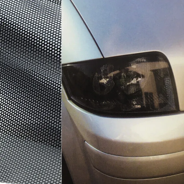 KPL 1pc 30CMx106CM Headlight Cutout Perforated Film Mesh Like Fly Eye