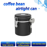 กระป๋องกาแฟสุญญากาศ  1.8L Stainless Steel Coffee Sealed Jar for Coffee Bean/Coffee Powder Storage Container With Date Tracker/Scoop