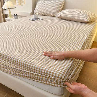 1ชิ้นผ้าปูที่นอนผ้าฝ้ายกันลื่นป้องกันแบคทีเรียยางยืดรอบๆผ้าคลุมฟูกดูแลง่าย (ไม่มีปลอกหมอน) ควีนไซส์คิงไซส์