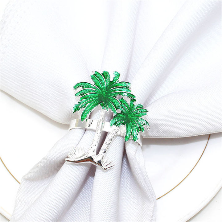 delicate-party-green-wedding-napkin-buckle-coconut-tree-mouth-napkin-ring