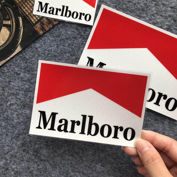 marlboro-สติกเกอร์แต่งที่บังแดดหน้ารถยนต์รถมอเตอร์ไซด์กันรอยขีดข่วนอุปกรณ์ตกแต่งรถมอเตอร์ไซด์สติ๊กเกอร์สะท้อนแสง