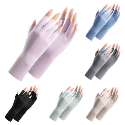 Guantes De Medio Dedo De Seda De Hielo De Verano,Protección Contra La Radiación Uv,Guantes Finos Sin Dedos,Mitones De Protección Solar Para Conducir Al Aire Libre