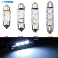 LEEWA 1pc White Car Auto 31mm 36mm 39mm 41mm 5050 Chip 3-SMD Reading Lights Festoon Dome LED Light Bulbs CA3052