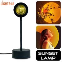 ไฟโรเซ่ โคมไฟโรเซ่ ไฟโรเซ่ไฟนุ้ง โคมไฟโปรเจคเตอร์ Led sunset projector lamp สีรุ้ง ดวงอาทิตย์ ไฟฉายผนัง หมุนได้ 90 องศา ใช้งานยาวนาน lights4u