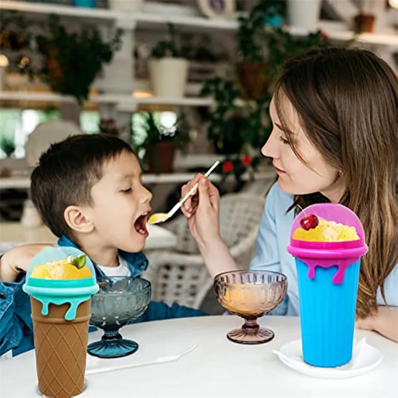 Slushy Maker Cup, Smoothie Pinch Ice Cup, Quick Frozen Smoothie Cups with  Lids, Cooling Cup Squeeze Cup, DIY Homemade Milk Shake Ice Cream Maker  Smoothie Cups for Kids Adults Summer 