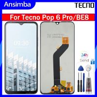 Ansimba หน้าจอเดิมสำหรับ Tecno Pop 6 Pro BE8จอแสดงผล LCD แบบสัมผัสหน้าจอดิจิทัลแทนการประกอบสำหรับ Tecno Pop 6 Pro/ BE8พร้อมกรอบกลางสำหรับ BE8 Tecno Pop 6 Pro