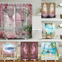 【CW】┇  Fabric Shower Curtain European Arched Printed Polyester