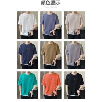 Mens Korean casual round neck short sleeved T-shirt