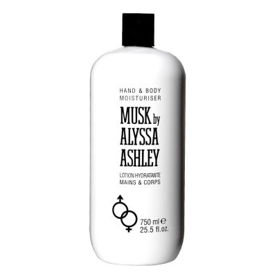 Alyssa Ashley Hand &amp; Body Moisturizer Musk Lotion อลิสซ่า แอชลี่ โลชั่นบำรุงผิวกาย ฝาดำ ขนาดใหญ่ 750ml.