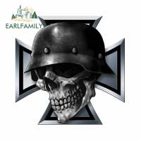 EARLFAMILY 13ซม. สำหรับ Iron Cross Skull รถจักรยานยนต์รถสติกเกอร์ Campervan รถอุปกรณ์เสริม Windows Decal Graffiti RV SUV JDM VAN