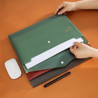 1Pc A4 File Holder Snap Button PV File Bag Thickening Desk Organizer Storage Bag Pencil Case Document Folders Student Stationery