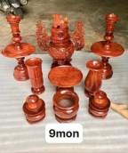 Bộ đồ thờ gỗ hương 9 món cao 50cm