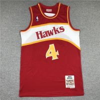 Mitchell Ness NBA Mens Retro Embroidered Jersey Spud Webb Jersey Atlanta Hawks 4 Basketball Basketball Vest