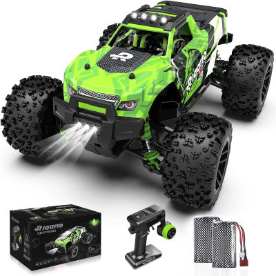 RIAARIO 1:18 RC Cars for boys, 36 KPH High Speed remote control car for adults, All Terrain 4WD Electric Vehicle with 2.4 GHz Remote Control, offroad waterproof rc trucks with 2 Rechargeable Batteries Green