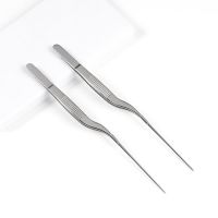 Stainless Steel Forceps Lengthened 16.5cm Ear Picking Clip Elbow Cleaning Otolaryngology Tool Cotton Tweezers