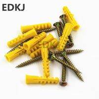 10/25/50PCS Screw 6/8/10mm Rubber Expansion Pipe Flat Round Head Self-Tapping Screw Nylon Tube Wall Wood Hardware Metal Screw