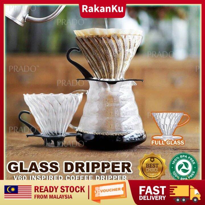 PRADO Malaysia Glass Coffee Dripper V60 Inspired Coffee Dripper Coffee Nescafe Maker Coffee Hand