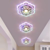 ZZOOI Modern Crystal LED Aisle Lights Flower-Shaped Crystal Spotlights Downlights Embedded Ceiling Creative Corridor Living Room Bedro