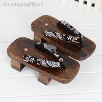 ✠✺✘Two-tooth clogs flip-flops men s and women s heightened cosplay Japanese wooden slippers animation two-tooth clogs summer