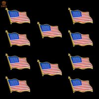 10Pcs American Flag Painted Brooch Travel / Party Clothing Wearing Badge Pin US Patriotism Medal Collection