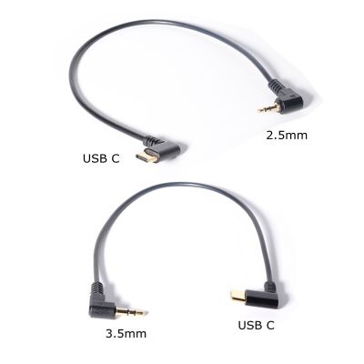 3.5mm &amp; 2.5mm Audio to USB C Cable  90 Degree angle USB Type-C to 2.5 3.5 mm elbow Male AUX Headphone Jack Cable 30cm 1FT