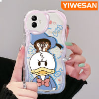 YIWESAN เคสปลอกสำหรับ Samsung F04 M04 A04E A04ลายการ์ตูนเป็ดโดนัลด์สีสันสดใสเนื้อครีมคลื่นเคสโทรศัพท์โปร่งใสขอบกล้องเคสซิลิโคนอ่อนชัดเจนกันกระแทก