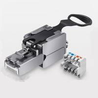 RJ45 Connector Compatible Cat6Cat6ACat7Cat8 Termination Plug Ethernet Cable RJ45 Adapter Tool-Free Zinc Alloy Shielded 8P8C