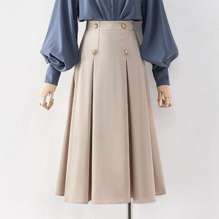 black-padded-skirt-women-s-2021-spring-autumn-and-winter-new-style-thin-and-hip-high-waist-mid-length-a-line-all-match-umbrella-skirt