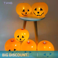 ?【Lowest price】TANG 5pcs ไฟ LED ขึ้นบอลลูนน้ำยางฟักทองบอลลูนฮาโลวีนตกแต่งปาร์ตี้สำหรับบ้านฮาโลวีนฟักทองตกแต่งกลางแจ้งในร่ม