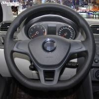 Shining wheat Hand-stitched Black Artificial leather Steering Wheel Cover for Volkswagen VW Golf 7 Mk7 New Polo 2014 2015